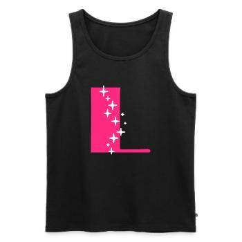 Buchstabe L Glitzer - Männer Premium Bio Tank Top - Schwarz - Vorne - AI Model Male 178 light (178cm)