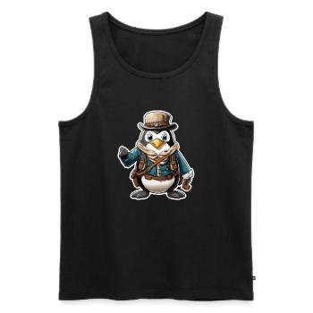 Lederhosen / Animal / Traditional costume / Tradition / Penguin - Men's Premium Organic Tank Top - black - Front - AI Model Male 178 light (178cm)