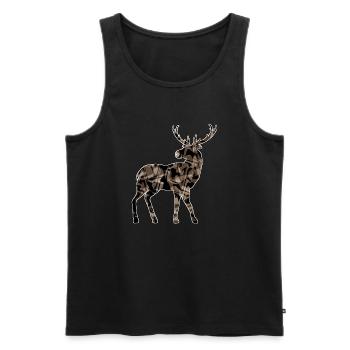 Hirsch - Männer Premium Bio Tank Top - Schwarz - Vorne - Michal (187cm)