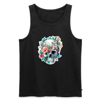 Human Skull & Flowers 28 - Men's Premium Organic Tank Top - black - Front - Michal (187cm)