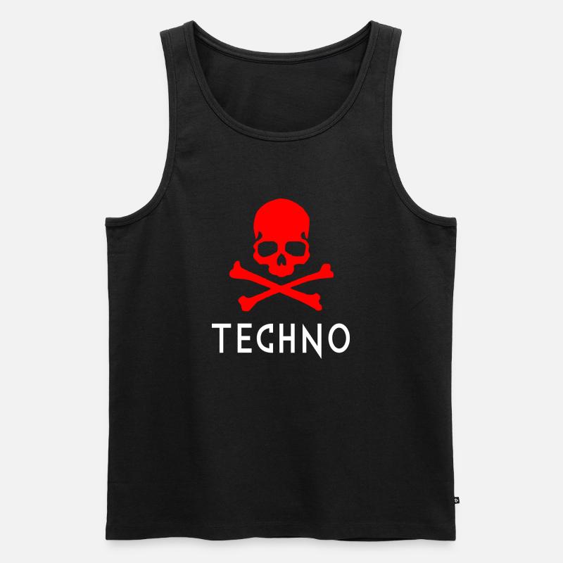 Techno Rot - Männer Premium Bio Tank Top - Schwarz