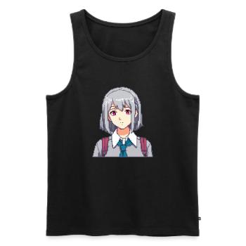 Pixel Schulmädchen Charm - Männer Premium Bio Tank Top - Schwarz - Vorne - AI Model Male 178 light (178cm)