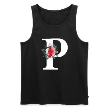 Roter Blumenbuchstabe P - Männer Premium Bio Tank Top - Schwarz - Vorne - Michal (187cm)