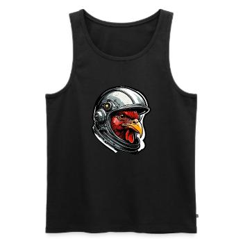 Astronaute / Espace / Animal / Coq / Vaisseau spatial - Débardeur bio Premium Homme - noir - Devant - AI Model Male 178 light (178cm)