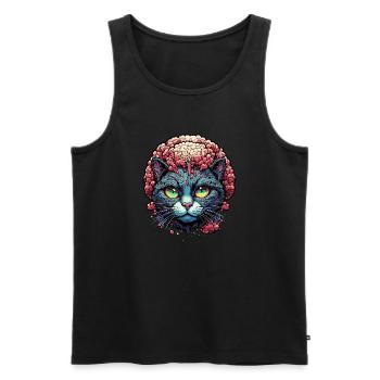Cool Cat / Funny / Animal / Pet / Crazy - Men's Premium Organic Tank Top - black - Front - Michal (187cm)