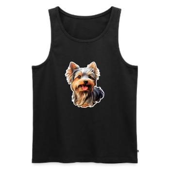 Yorkshire Terrier mignon - Débardeur bio Premium Homme - noir - Devant - AI Model Male 178 light (178cm)