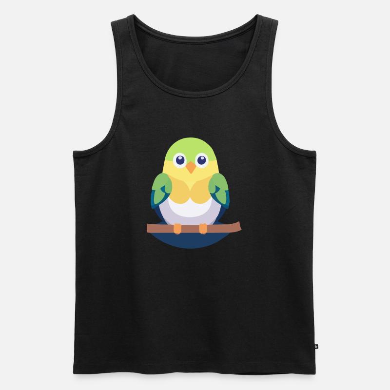 Wellensittich bunt auf Ast - Männer Premium Bio Tank Top - Schwarz