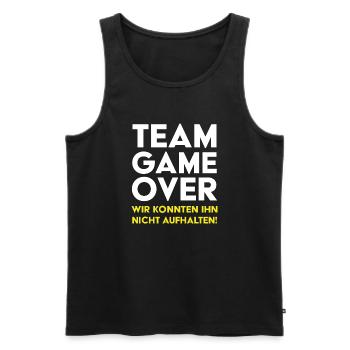 Bräutigam Support JGA Team Game Over - Männer Premium Bio Tank Top - Schwarz - Vorne - Michal (187cm)