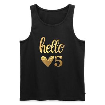 Hello 5 doré - Débardeur bio Premium Homme - noir - Devant - Michal (187cm)