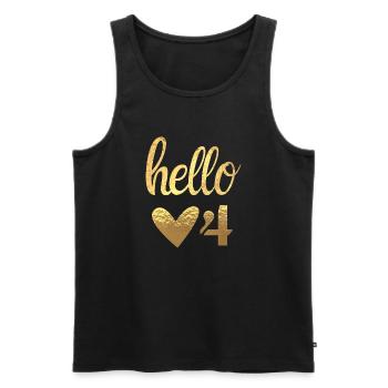 Hello 4 doré - Débardeur bio Premium Homme - noir - Devant - Michal (187cm)