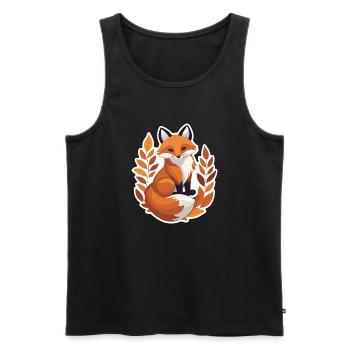 Fox in Autumn #3 - Men's Premium Organic Tank Top - black - Front - AI Model Male 178 light (178cm)
