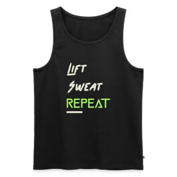 Lift Sweat Repeat Health & Fitness - Men's Premium Organic Tank Top - black - Front - Michal (187cm)