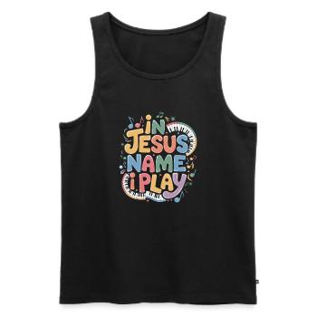 Faith and music united - Men's Premium Organic Tank Top - black - Front - Michal (187cm)