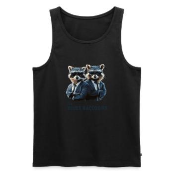 Les Blues Raccoons 2 - Débardeur bio Premium Homme - noir - Devant - AI Model Male 178 light (178cm)