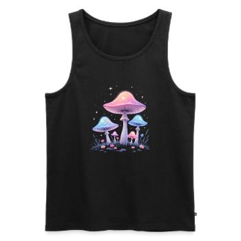 Magic Mushrooms - Mystical Forest Art - Men's Premium Organic Tank Top - black - Front - AI Model Male 178 light (178cm)