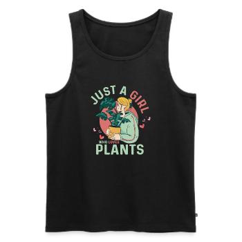 Juste une fille qui aime les plantes Jardinage botanique - Débardeur bio Premium Homme - noir - Devant - Michal (187cm)