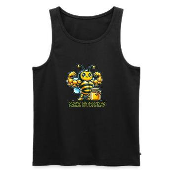 Muskulöse Biene - Männer Premium Bio Tank Top - Schwarz - Vorne - AI Model Male 178 light (178cm)