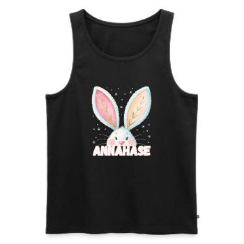 Nom Anna Lapin Annahase Nom de l’animal - Débardeur bio Premium Homme - noir - Devant - AI Model Male 178 light (178cm)