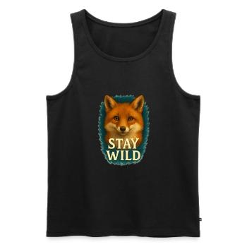 Stay Wild - Cool Fox - Men's Premium Organic Tank Top - black - Front - AI Model Male 178 light (178cm)