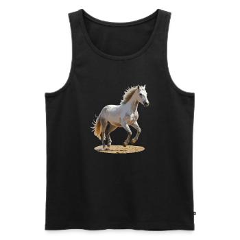 Camargue-Pferd - Männer Premium Bio Tank Top - Schwarz - Vorne - AI Model Male 178 light (178cm)
