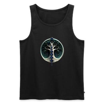 Teal Harmony, Mystical Tree of Life - Men's Premium Organic Tank Top - black - Front - Michal (187cm)