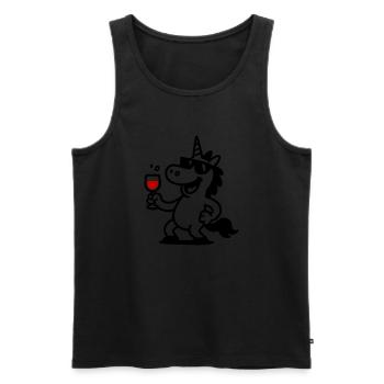 Licorne Verre à Vin Drôle - Débardeur bio Premium Homme - noir - Devant - Michal (187cm)