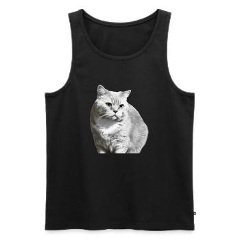 British Shorthair Chat Blanc Chat Chat Blanc Chaton - Débardeur bio Premium Homme - noir - Devant - Michal (187cm)