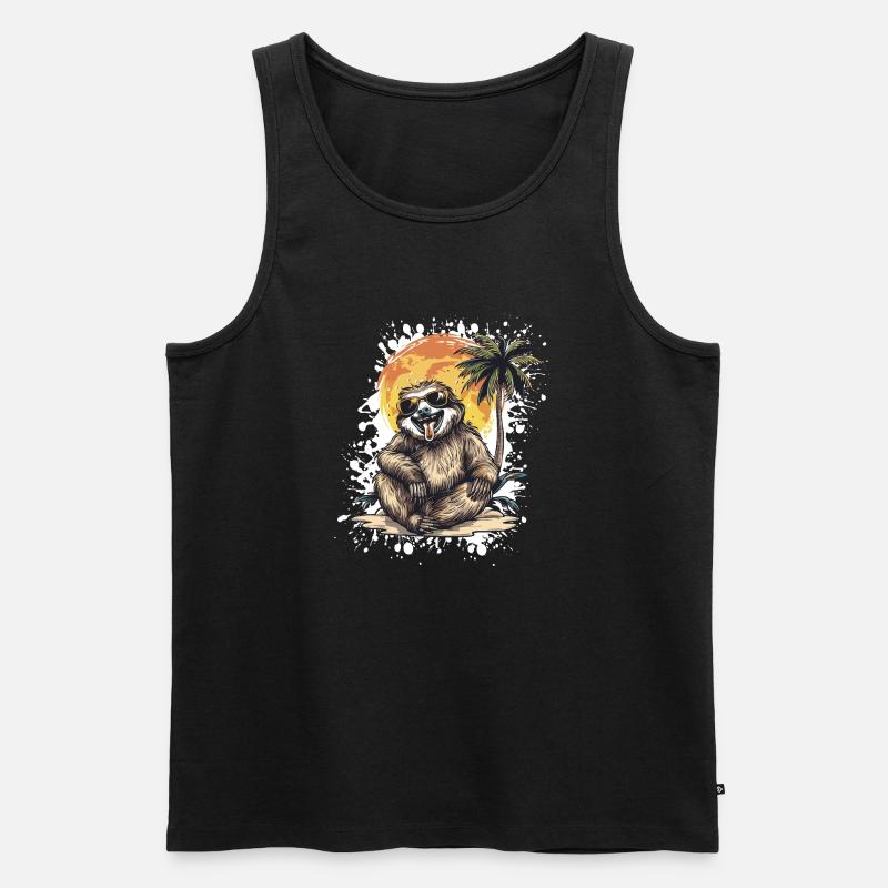 Faultier Sommer Urlaub - Männer Premium Bio Tank Top - Schwarz