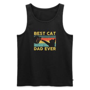 Chat Cat Dad Retro Faust - Débardeur bio Premium Homme - noir - Devant - AI Model Male 178 light (178cm)