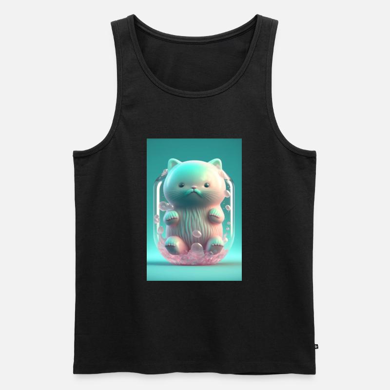 Farbkatze mit Schnurrbart - Männer Premium Bio Tank Top - Schwarz