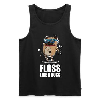 Floss Like A Boss Dance Pug Mops Design - Männer Premium Bio Tank Top - Schwarz - Vorne - AI Model Male 178 light (178cm)