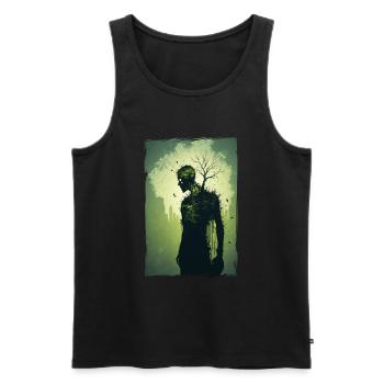 Zombie Illustration Minimalistisches Design - Männer Premium Bio Tank Top - Schwarz - Vorne - Michal (187cm)
