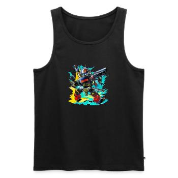 Böser Roboter Serie 008 - Männer Premium Bio Tank Top - Schwarz - Vorne - AI Model Male 178 light (178cm)