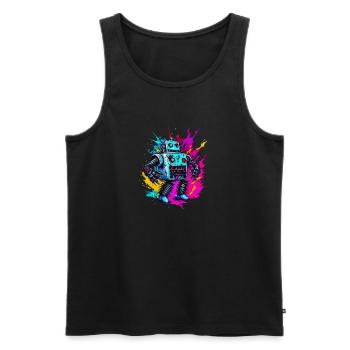 Evil Robot Series 010 - Männer Premium Bio Tank Top - Schwarz - Vorne - AI Model Male 178 light (178cm)