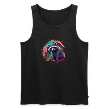 raccoon,comic,urban, watercolor, colorful,city - Men's Premium Organic Tank Top - black - Front - Michal (187cm)