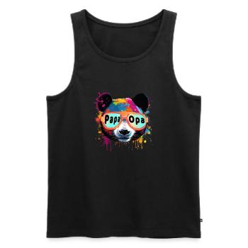 papa, grand-père, ours, panda ours, illustration, coloré, graffiti - Débardeur bio Premium Homme - noir - Devant - AI Model Male 178 light (178cm)