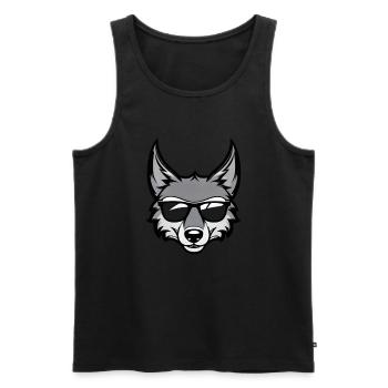 Loup de dessin animé cool avec des lunettes de soleil - Débardeur bio Premium Homme - noir - Devant - AI Model Male 178 light (178cm)