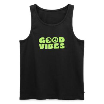 GOOD VIBES - Männer Premium Bio Tank Top - Schwarz - Vorne - Michal (187cm)