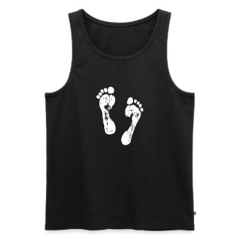 Empreintes de pas dans le sable - Débardeur bio Premium Homme - noir - Devant - AI Model Male 178 light (178cm)