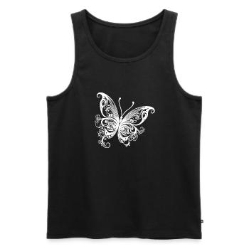 Lines and Dots Style Butterfly Drawing - Men's Premium Organic Tank Top - black - Front - Michal (187cm)