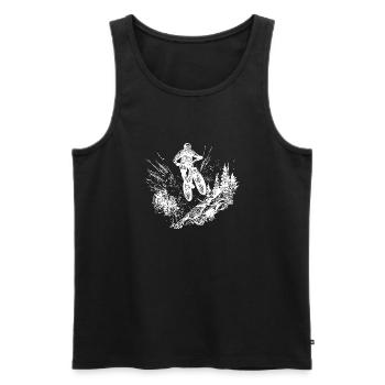 Vététistes à vélo en haut de la montagne - Débardeur bio Premium Homme - noir - Devant - Michal (187cm)