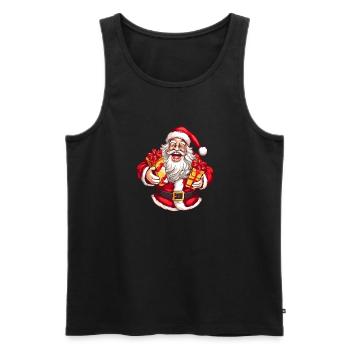 Rire joyeux Père Noël avec des cadeaux - Débardeur bio Premium Homme - noir - Devant - Michal (187cm)