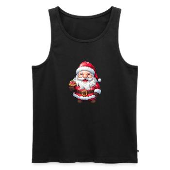Santa Claus with beard, hat and candy - Men's Premium Organic Tank Top - black - Front - AI Model Male 178 light (178cm)