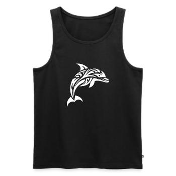 Springender süßer Tattoo Delfin - Männer Premium Bio Tank Top - Schwarz - Vorne - AI Model Male 178 light (178cm)