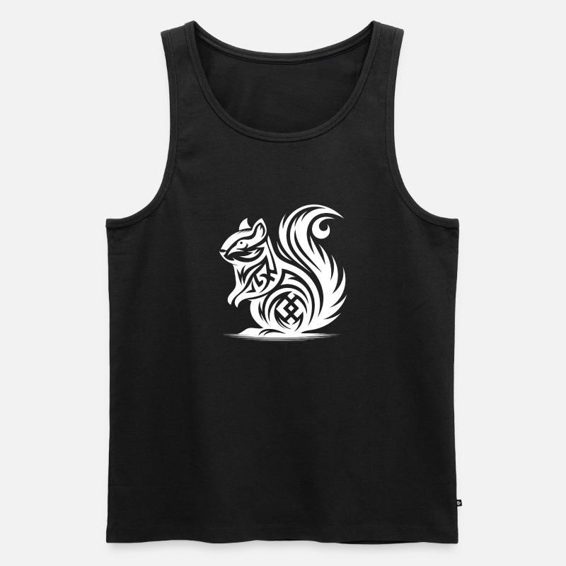 Niedliches Eichhörnchen in Tattoo Style - Männer Premium Bio Tank Top - Schwarz
