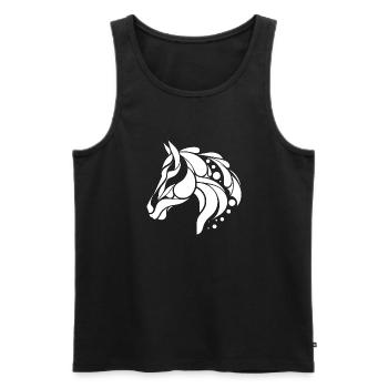 Tatouage de poney de portrait de tête de cheval - Débardeur bio Premium Homme - noir - Devant - Michal (187cm)