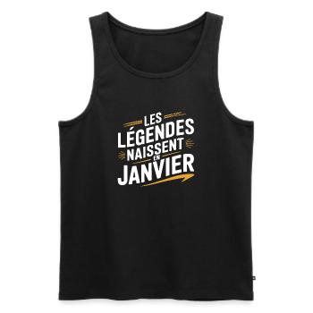 Les légendes naissent en janvier - Débardeur bio Premium Homme - noir - Devant - Michal (187cm)