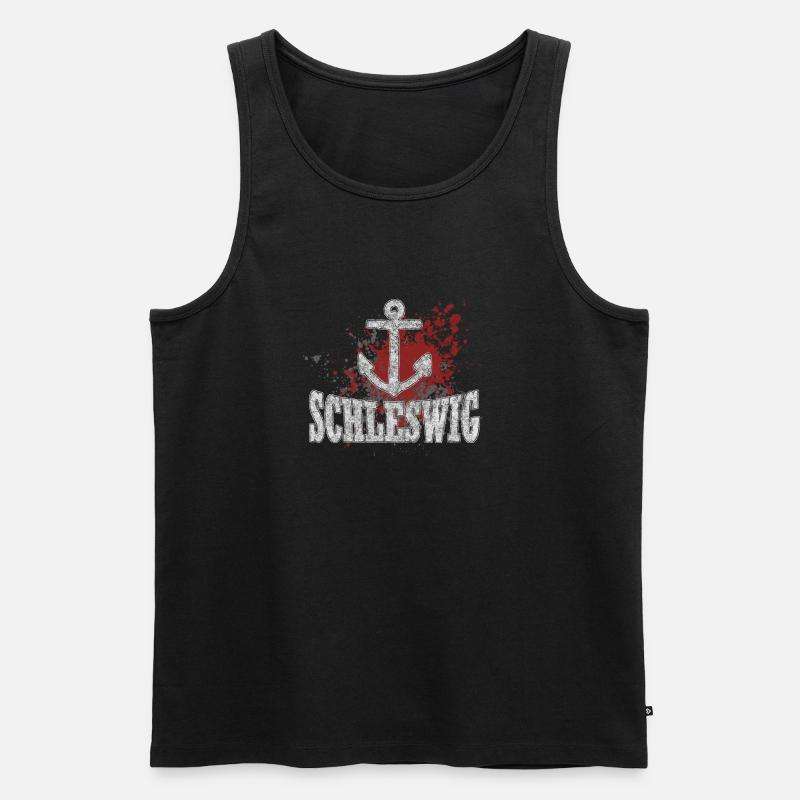 Schleswig Anker - Männer Premium Bio Tank Top - Schwarz