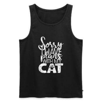 Désolé, j’ai des projets avec mon chat - Dictons de chat - Débardeur bio Premium Homme - noir - Devant - Michal (187cm)