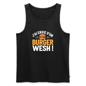 J'ai envie d'un burger wesh! - Débardeur bio Premium Homme - noir - Devant - AI Model Male 178 light (178cm)
